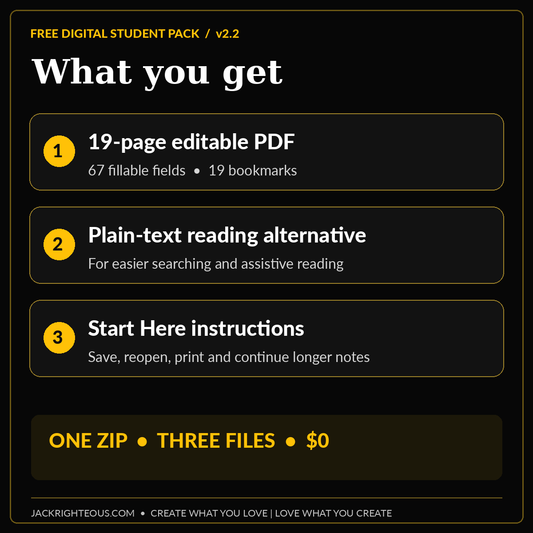 Free student pack includes a 19-page editable workbook, plain-text alternative, and instructions