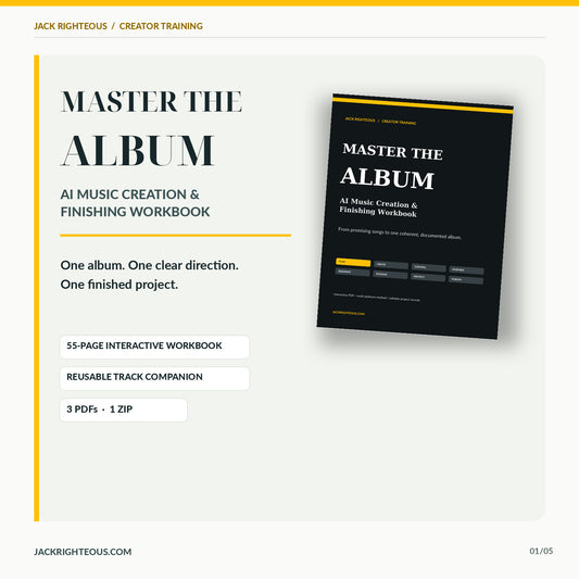 Master the Album AI Music Creation and Finishing Workbook, premium cross-platform interactive album workbook