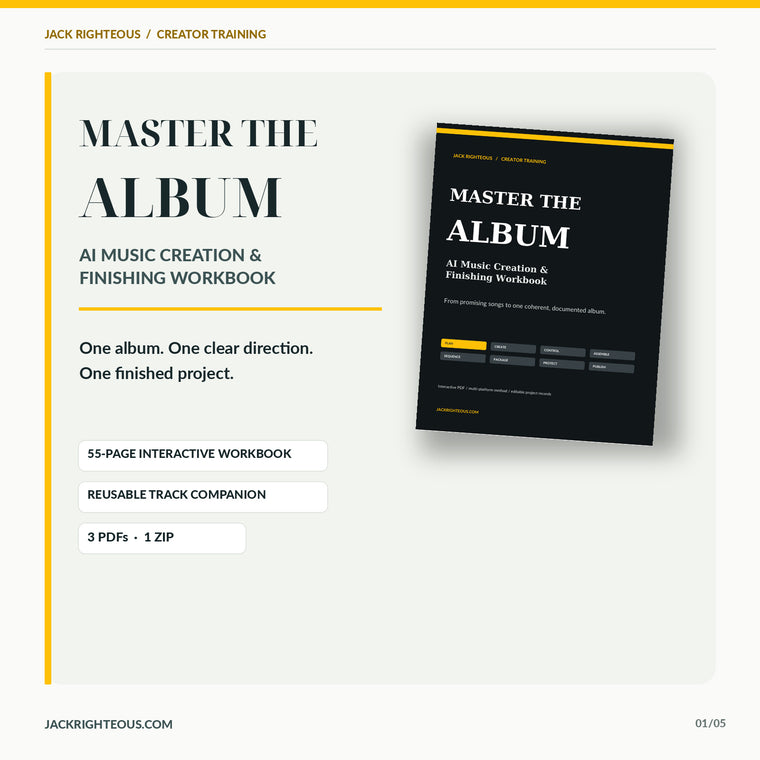 Master the Album AI Music Creation and Finishing Workbook, premium cross-platform interactive album workbook