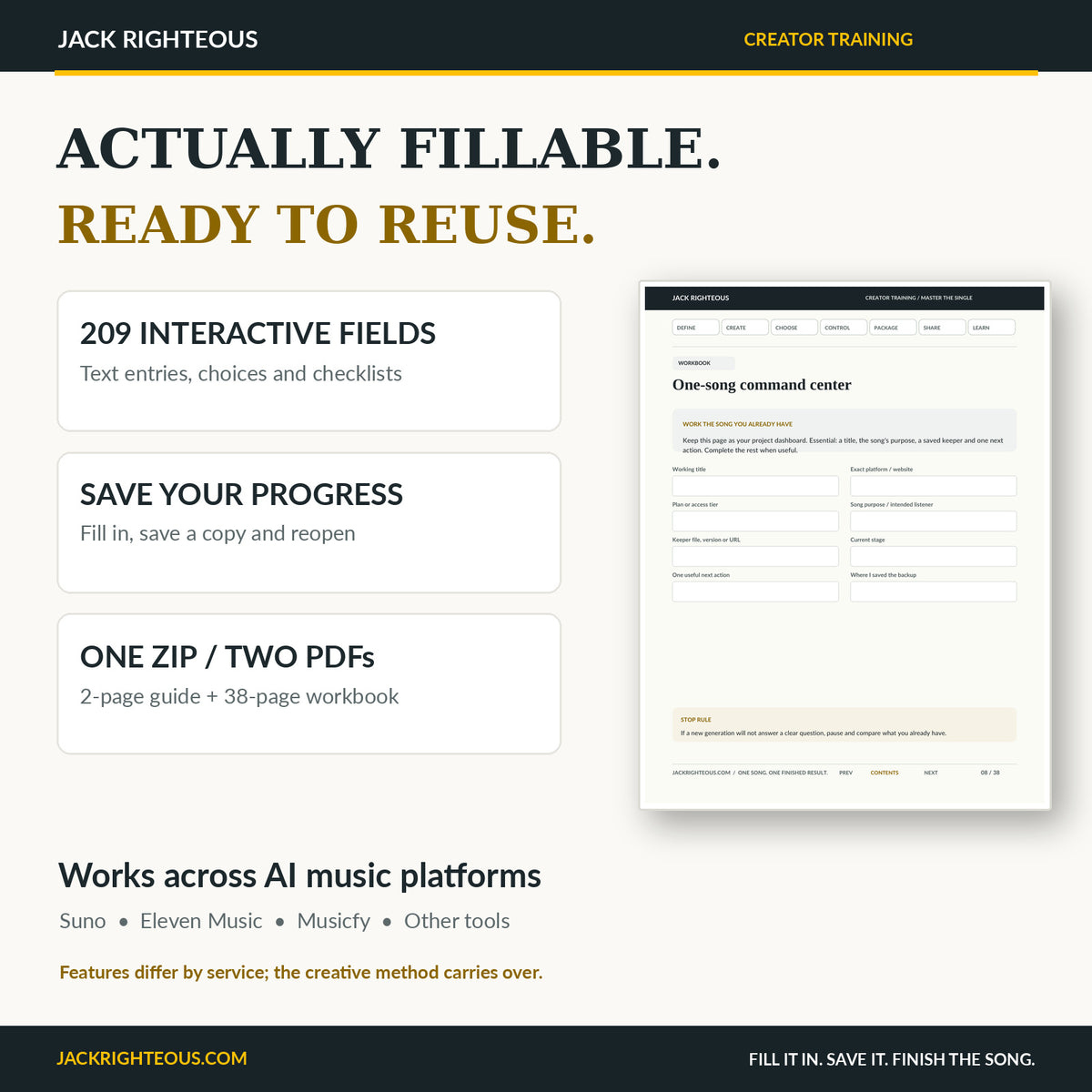 Master the Single interactive PDF with 209 fillable fields and two PDF documents provided in one ZIP