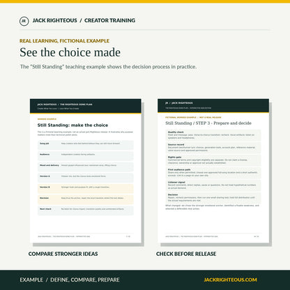 Fictional Still Standing worked song example showing comparison and pre-release decisions