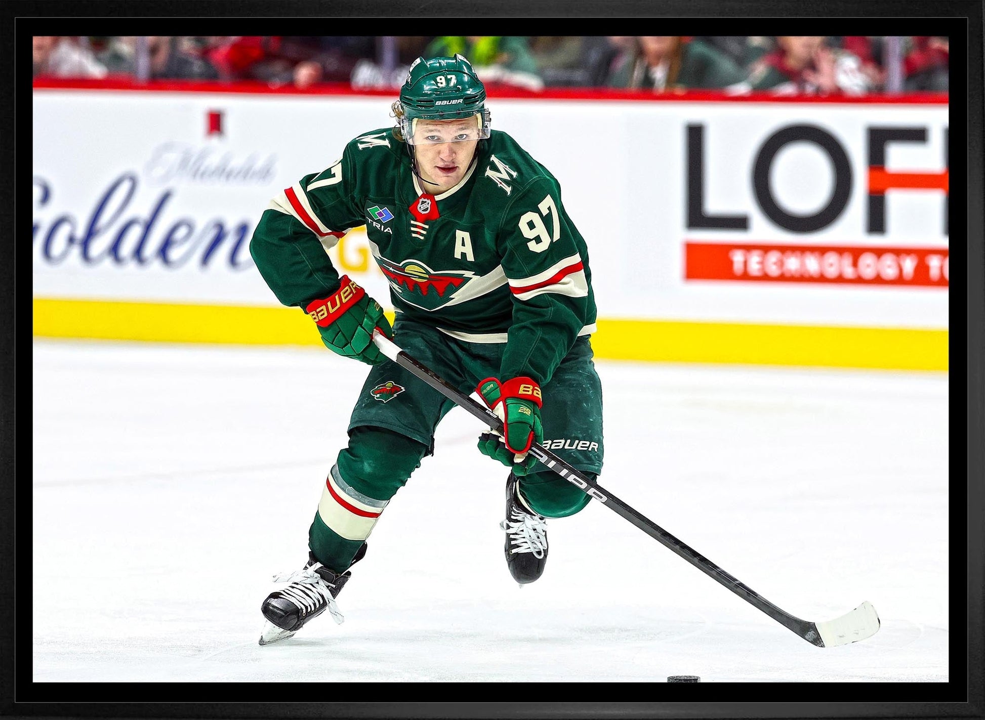 Kirill Kaprizov 20x29 Framed Canvas Minnesota Wild - Jack Righteous