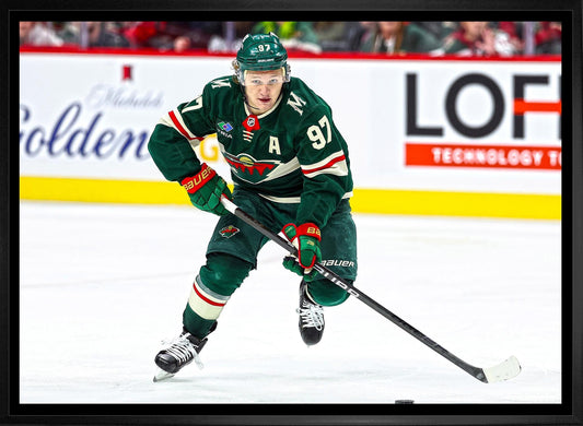 Kirill Kaprizov 20x29 Framed Canvas Minnesota Wild - Jack Righteous