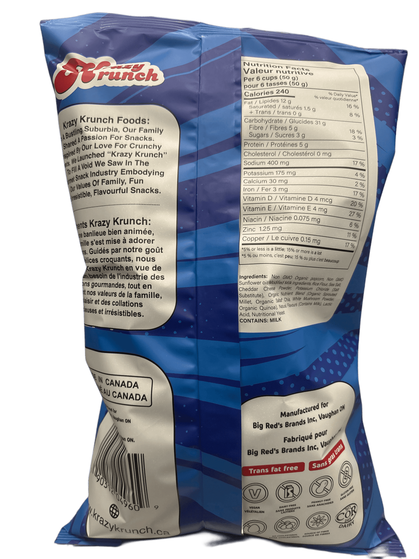 Krazy Krunch Popcorn White Cheddar 135G - Canadian Edition - Jack Righteous