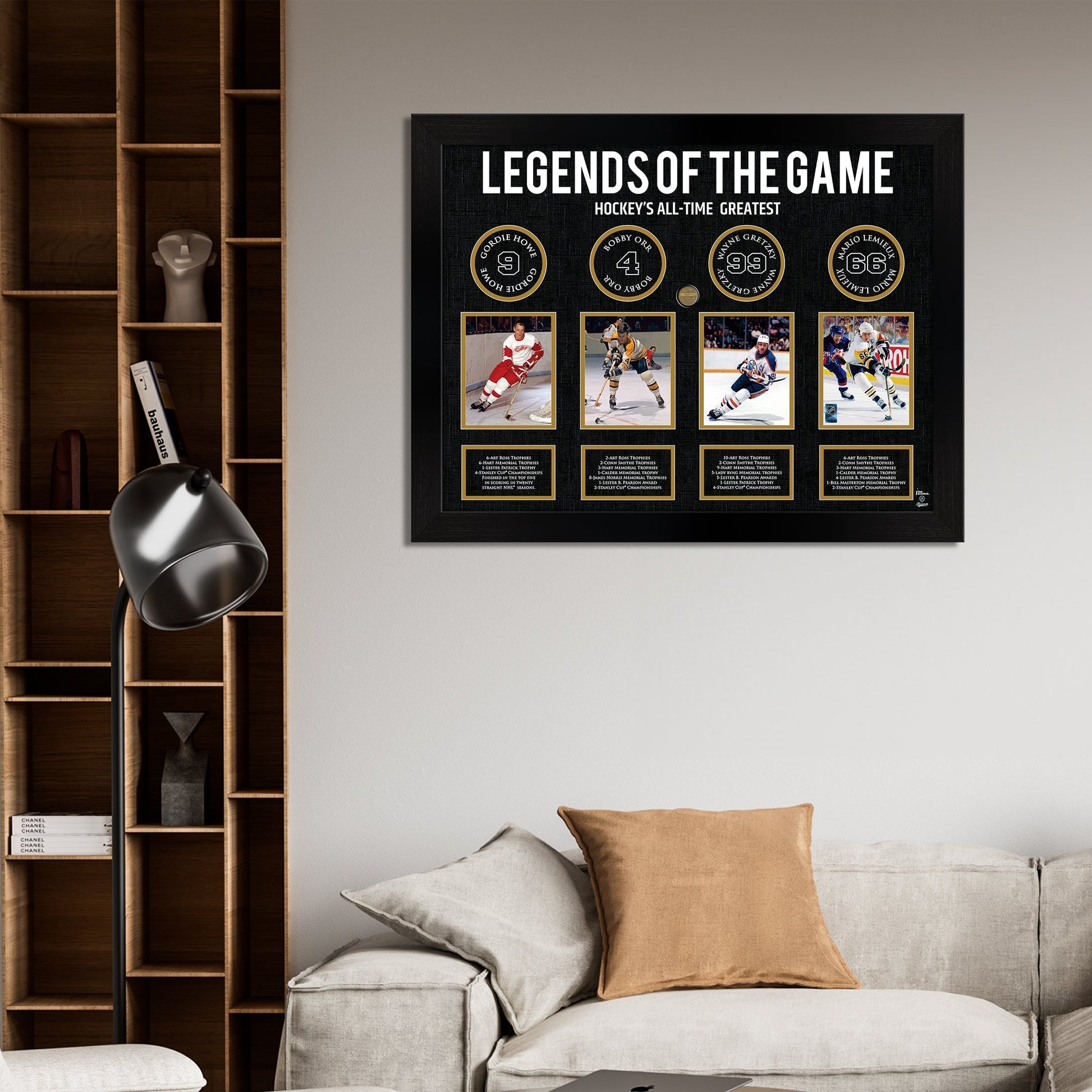 Legends of Hockey: Howe, Orr, Gretzky, Lemieux - Framed Collage - Jack Righteous