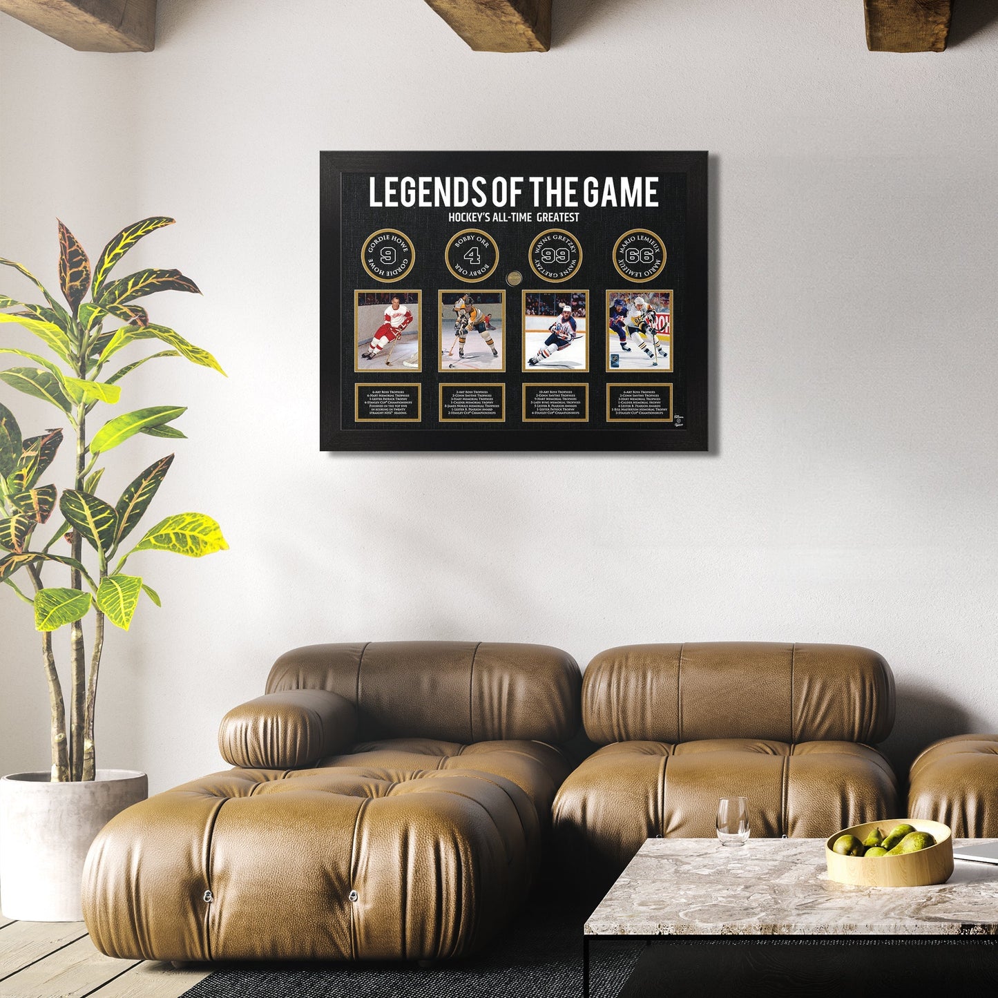 Legends of Hockey: Howe, Orr, Gretzky, Lemieux - Framed Collage - Jack Righteous