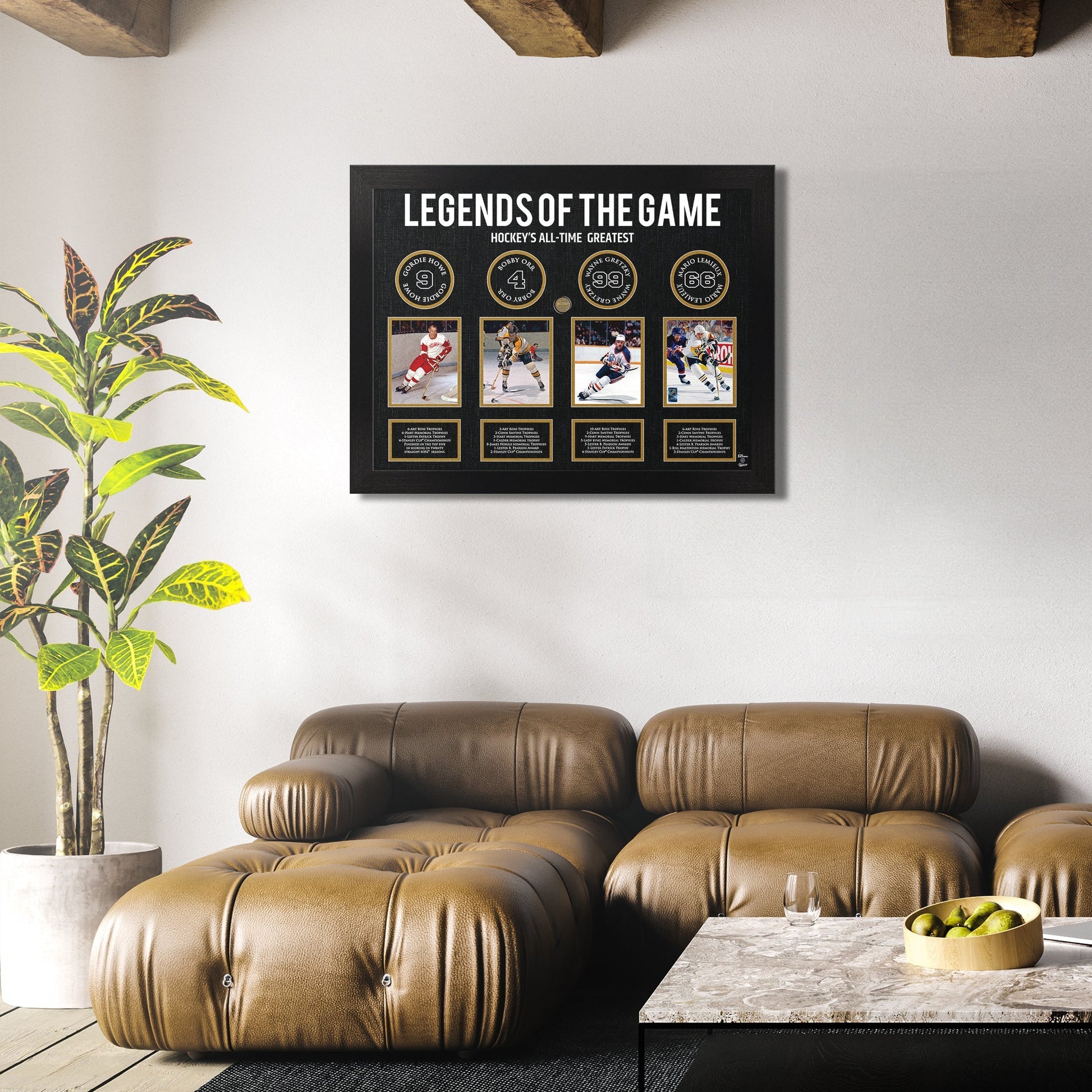 Legends of Hockey: Howe, Orr, Gretzky, Lemieux - Framed Collage - Jack Righteous
