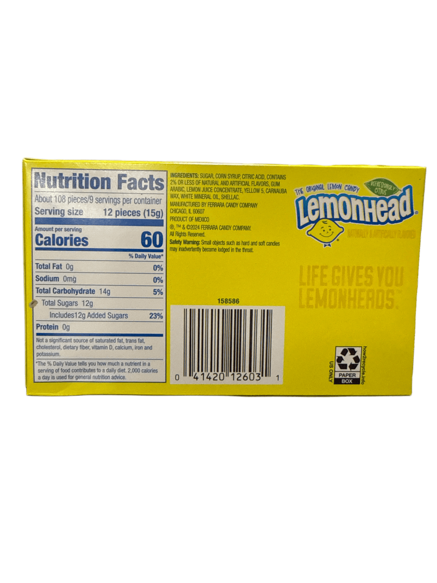 Lemonhead Theatre Box Candies 142G - Canadian Edition - Jack Righteous