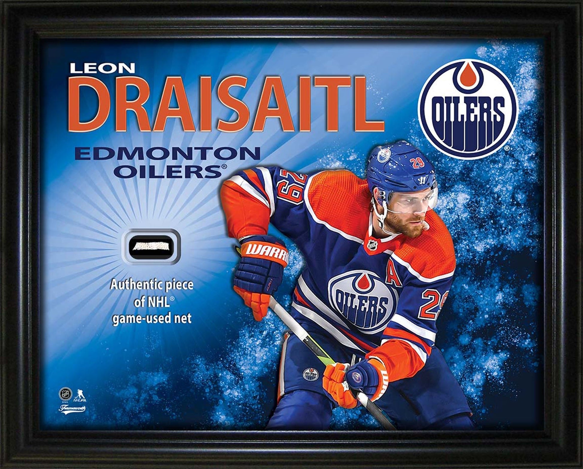Leon Draisaitl 16x20 PhotoGlass Frame with Authentic NHL Game - Used Net – Edmonton Oilers - Jack Righteous