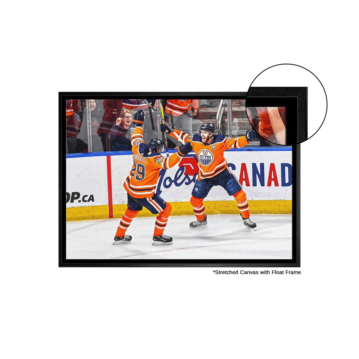 Leon Draisaitl and Connor McDavid 20x29 Framed Canvas Oilers Celebration - H - Jack Righteous