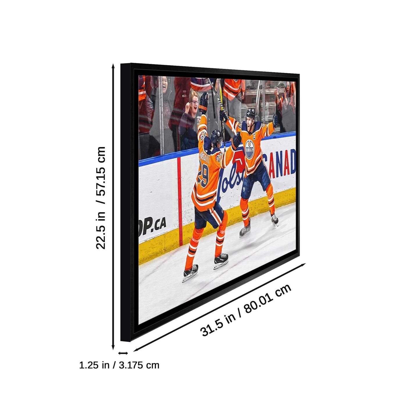 Leon Draisaitl and Connor McDavid 20x29 Framed Canvas Oilers Celebration - H - Jack Righteous