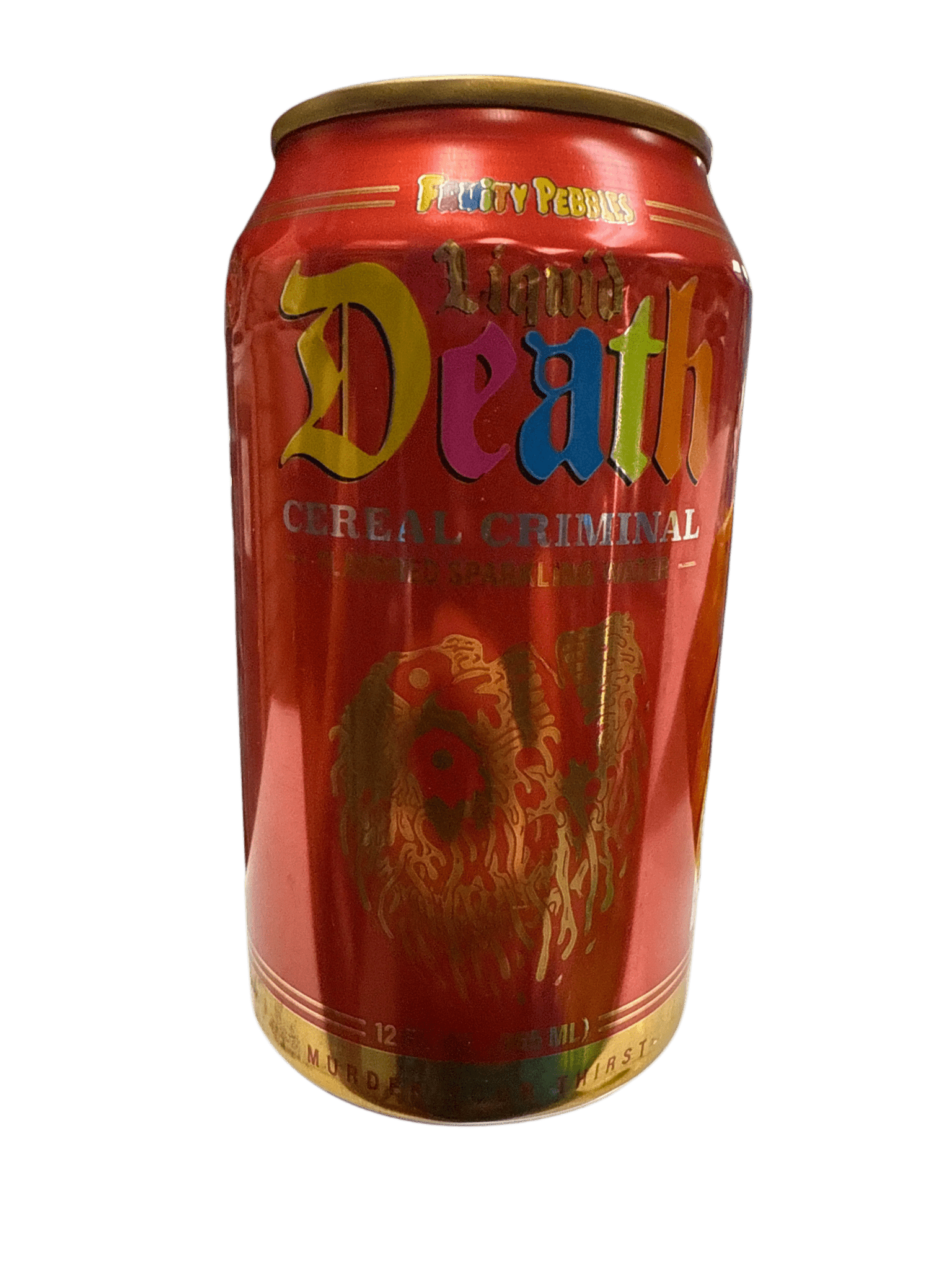 Liquid Death Limited Edition Cereal Criminal Fruity Pebbles Flavour 355ML - U.S Edition - Jack Righteous