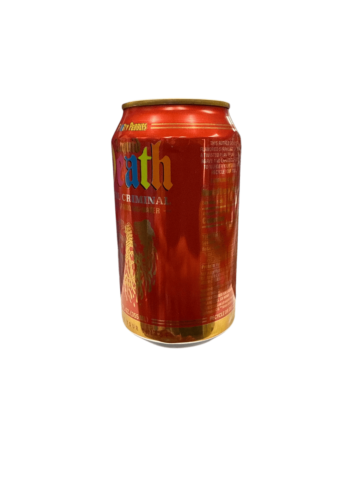 Liquid Death Limited Edition Cereal Criminal Fruity Pebbles Flavour 355ML - U.S Edition - Jack Righteous