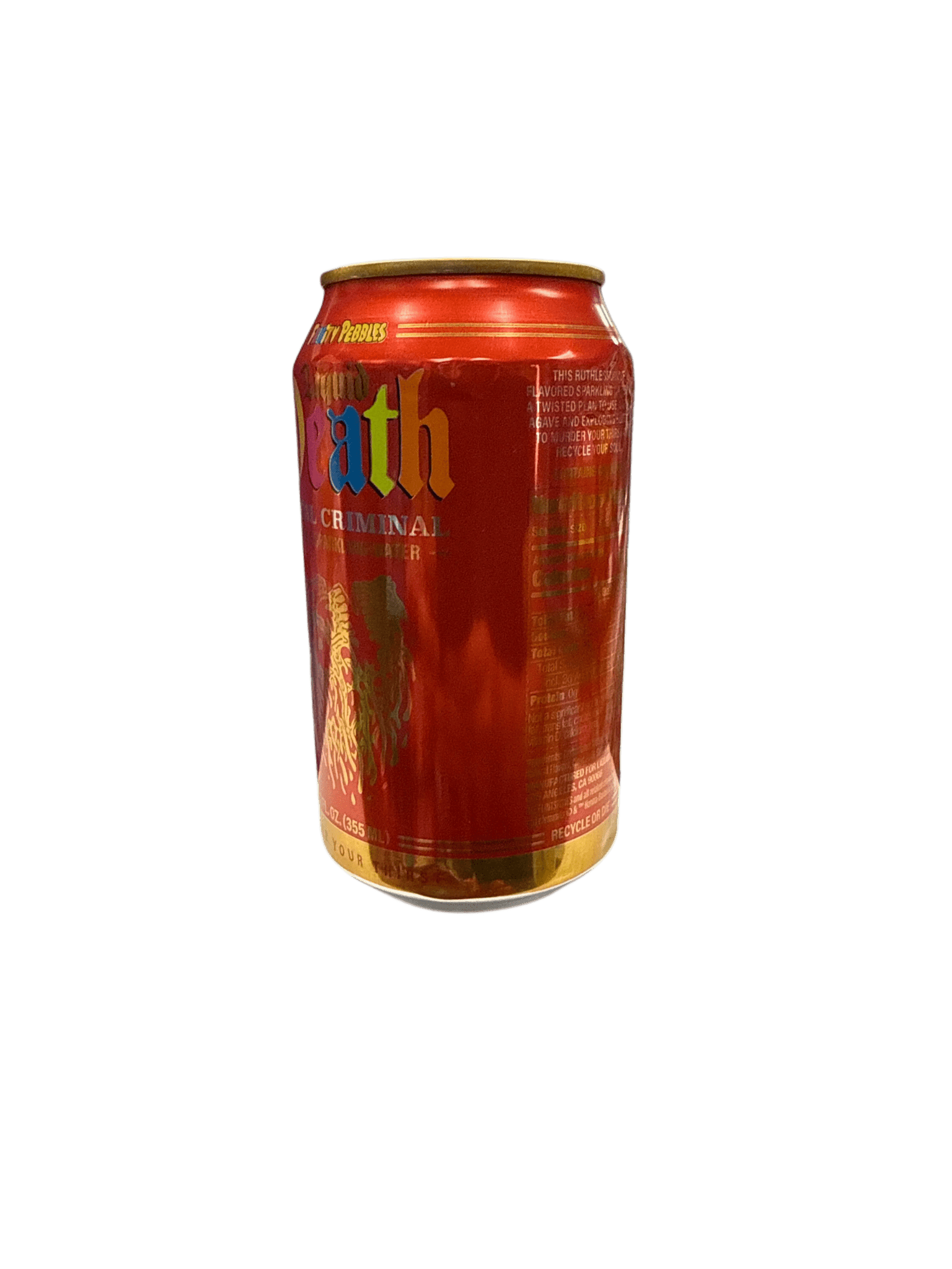 Liquid Death Limited Edition Cereal Criminal Fruity Pebbles Flavour 355ML - U.S Edition - Jack Righteous