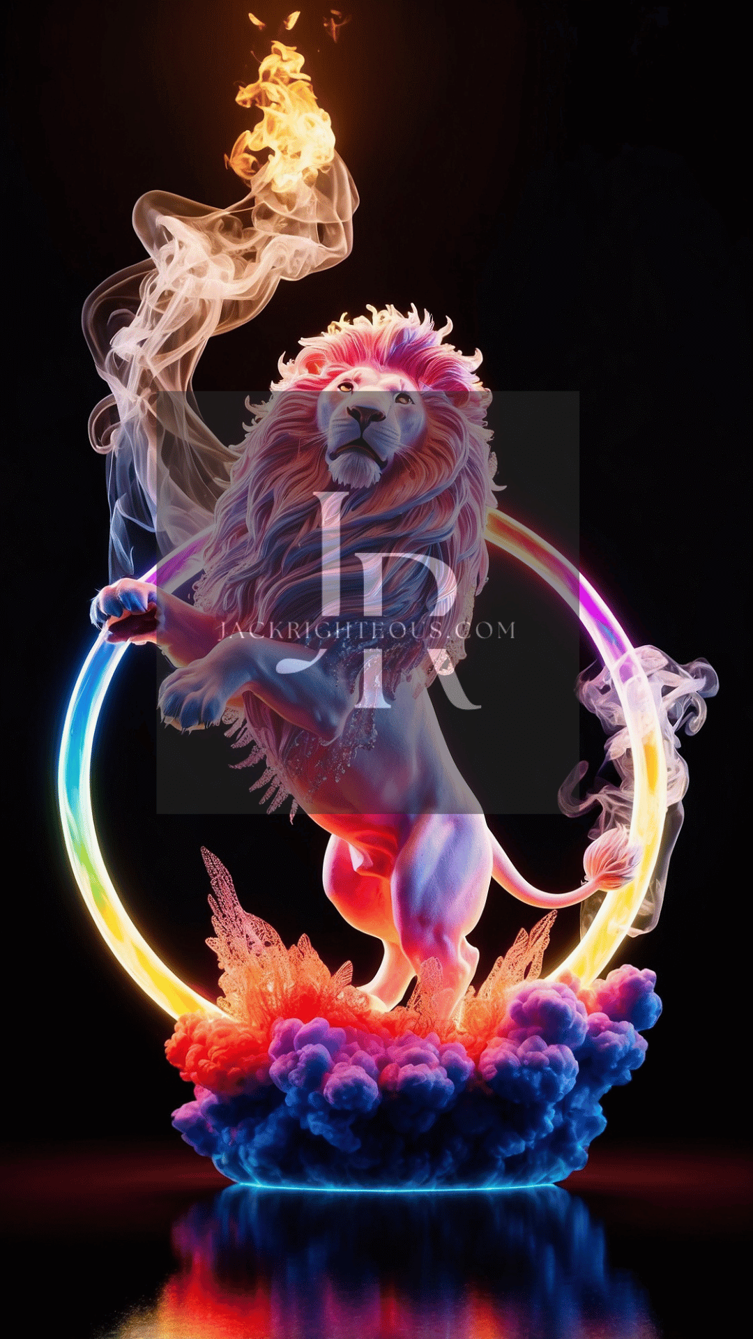 Majestic Neon Lion Digital Art Bundle - 14 High - Res AI Images (9:16) - Jack Righteous