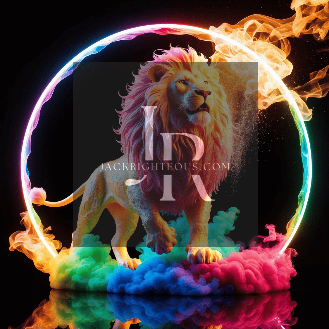 Majestic Neon Lion Digital Art Bundle - 8 High - Quality AI Images (3150x3150) - Jack Righteous