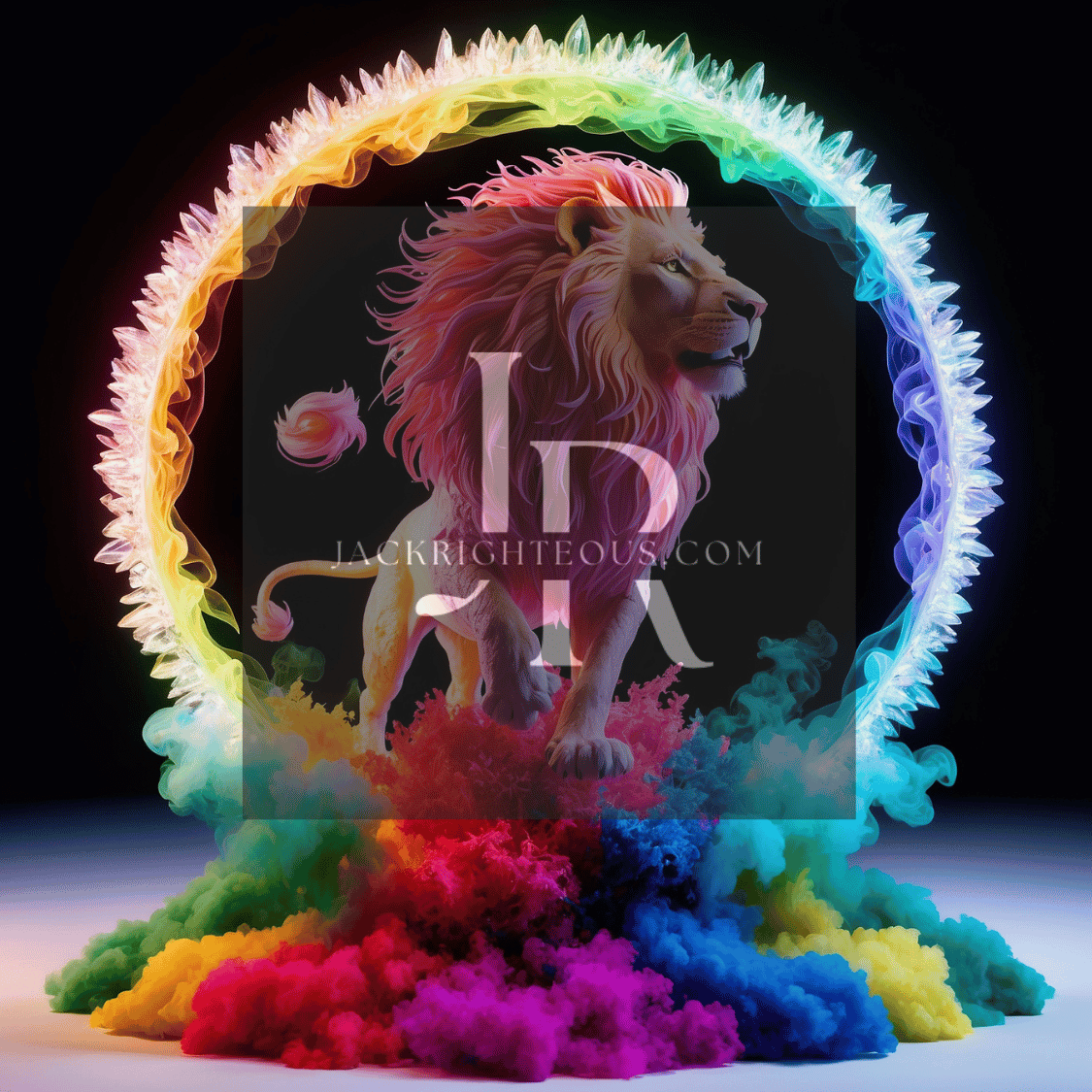 Majestic Neon Lion Digital Art Bundle - 8 High - Quality AI Images (3150x3150) - Jack Righteous