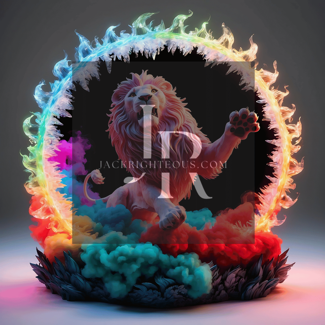 Majestic Neon Lion Digital Art Bundle - 8 High - Quality AI Images (3150x3150) - Jack Righteous