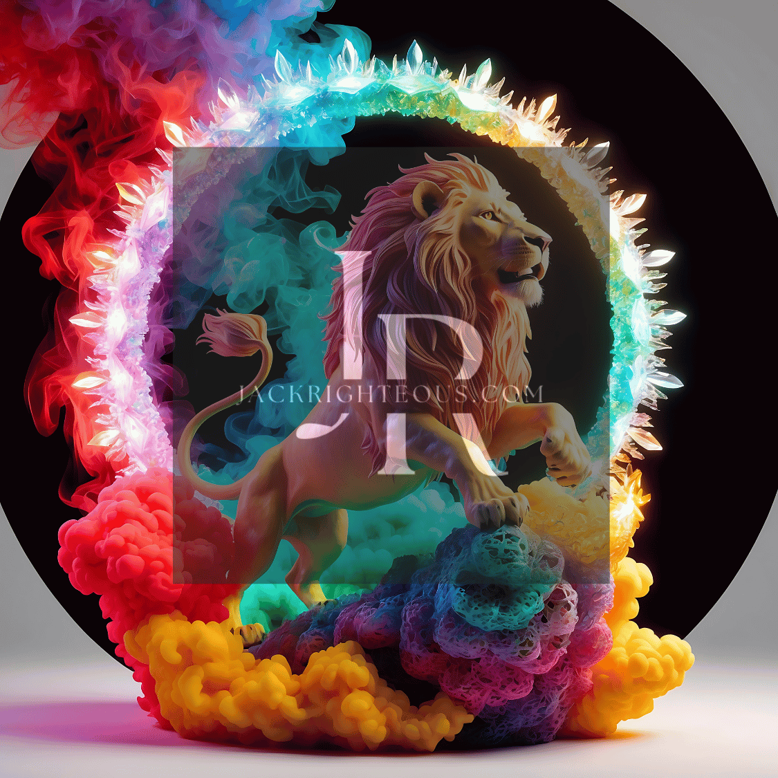 Majestic Neon Lion Digital Art Bundle - 8 High - Quality AI Images (3150x3150) - Jack Righteous