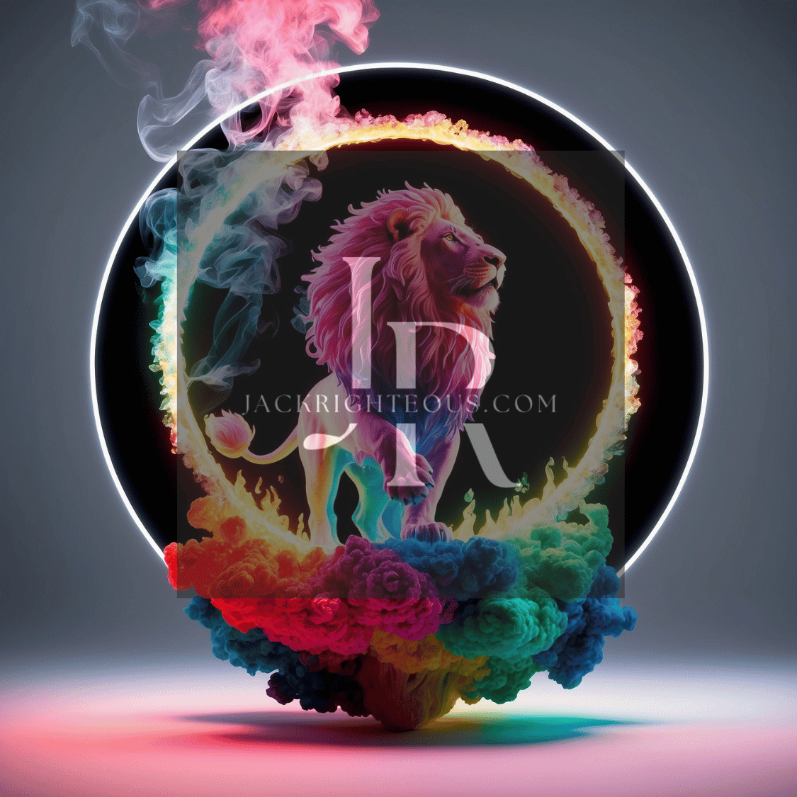 Majestic Neon Lion Digital Art Bundle - 8 High - Quality AI Images (3150x3150) - Jack Righteous