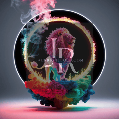 Majestic Neon Lion Digital Art Bundle - 8 High - Quality AI Images (3150x3150) - Jack Righteous