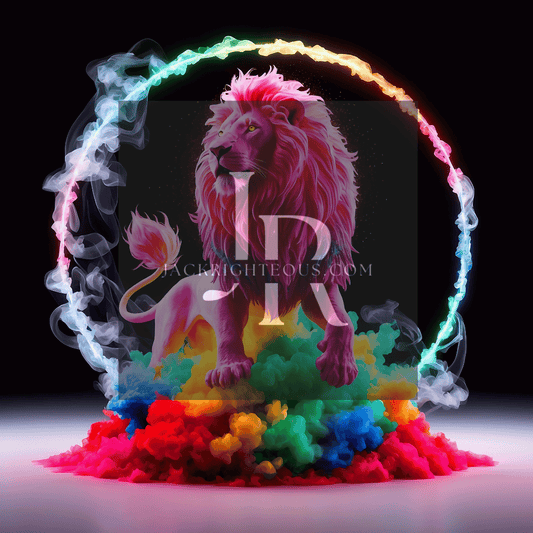 Majestic Neon Lion Digital Art Bundle - 8 High - Quality AI Images (3150x3150) - Jack Righteous