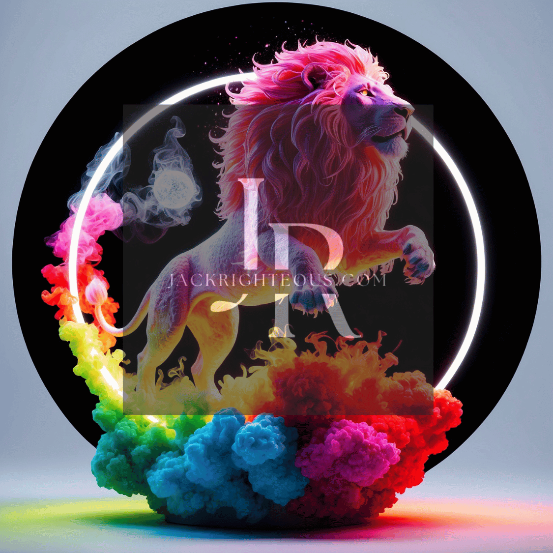 Majestic Neon Lion Digital Art Bundle - 8 High - Quality AI Images (3150x3150) - Jack Righteous