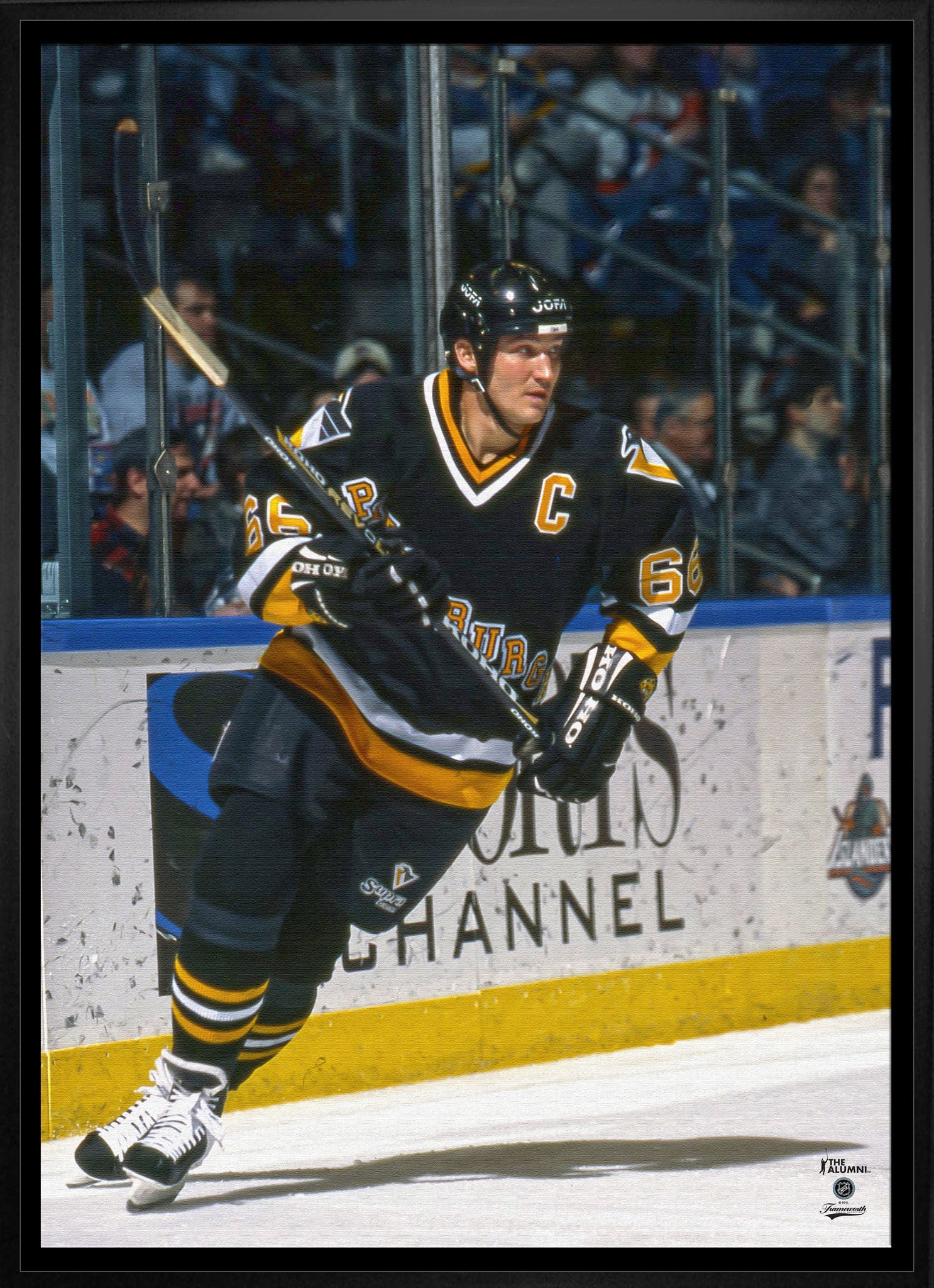 Mario Lemieux 20x29 Framed Canvas Penguins Action - V - Jack Righteous