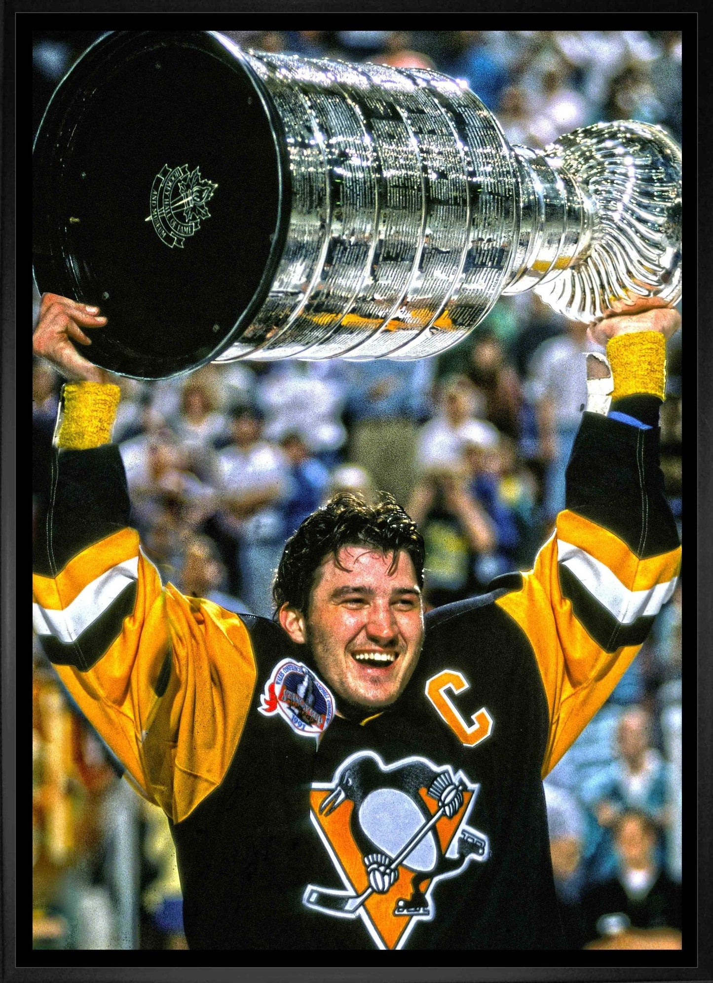 Mario Lemieux Pittsburgh Penguins Framed 20x29 Raising Cup Canvas - Jack Righteous