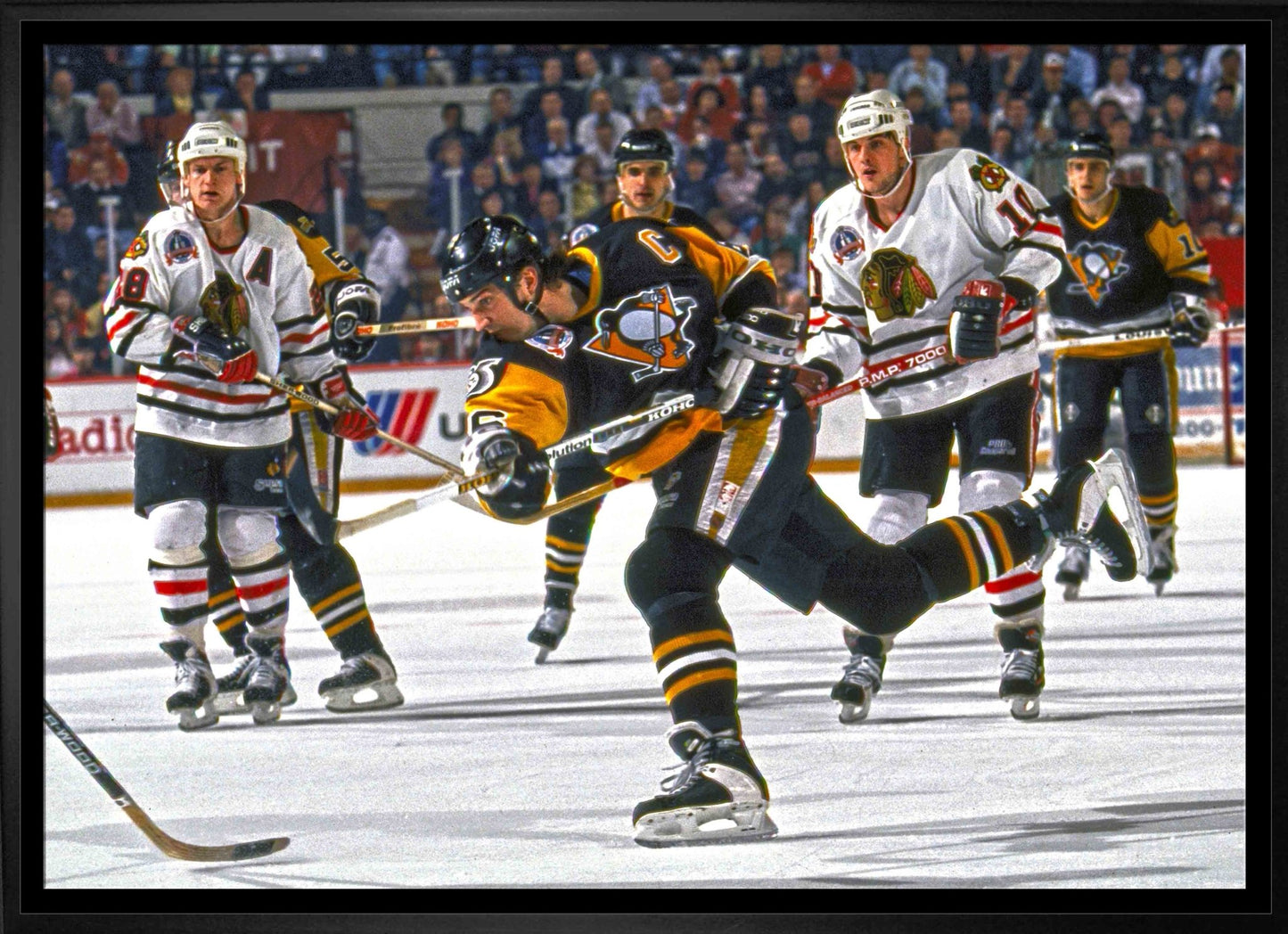 Mario Lemieux Pittsburgh Penguins Framed 20x29 Shooting Canvas - Jack Righteous
