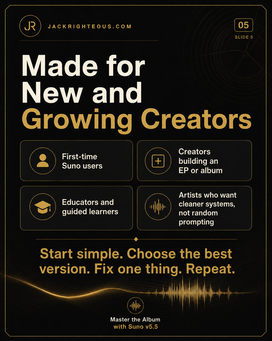 Master the Album training for new and growing AI music creators developing complete, cohesive projects