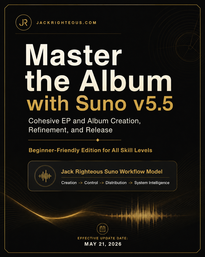 Master the Album with Suno v5.5 by Jack Righteous for building a cohesive AI music album