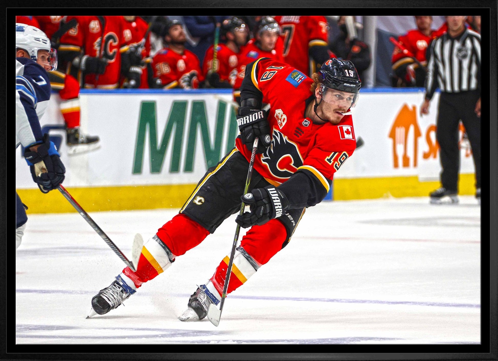 Matthew Tkachuk Calgary Flames Framed 20x29 Skating Canvas - Jack Righteous
