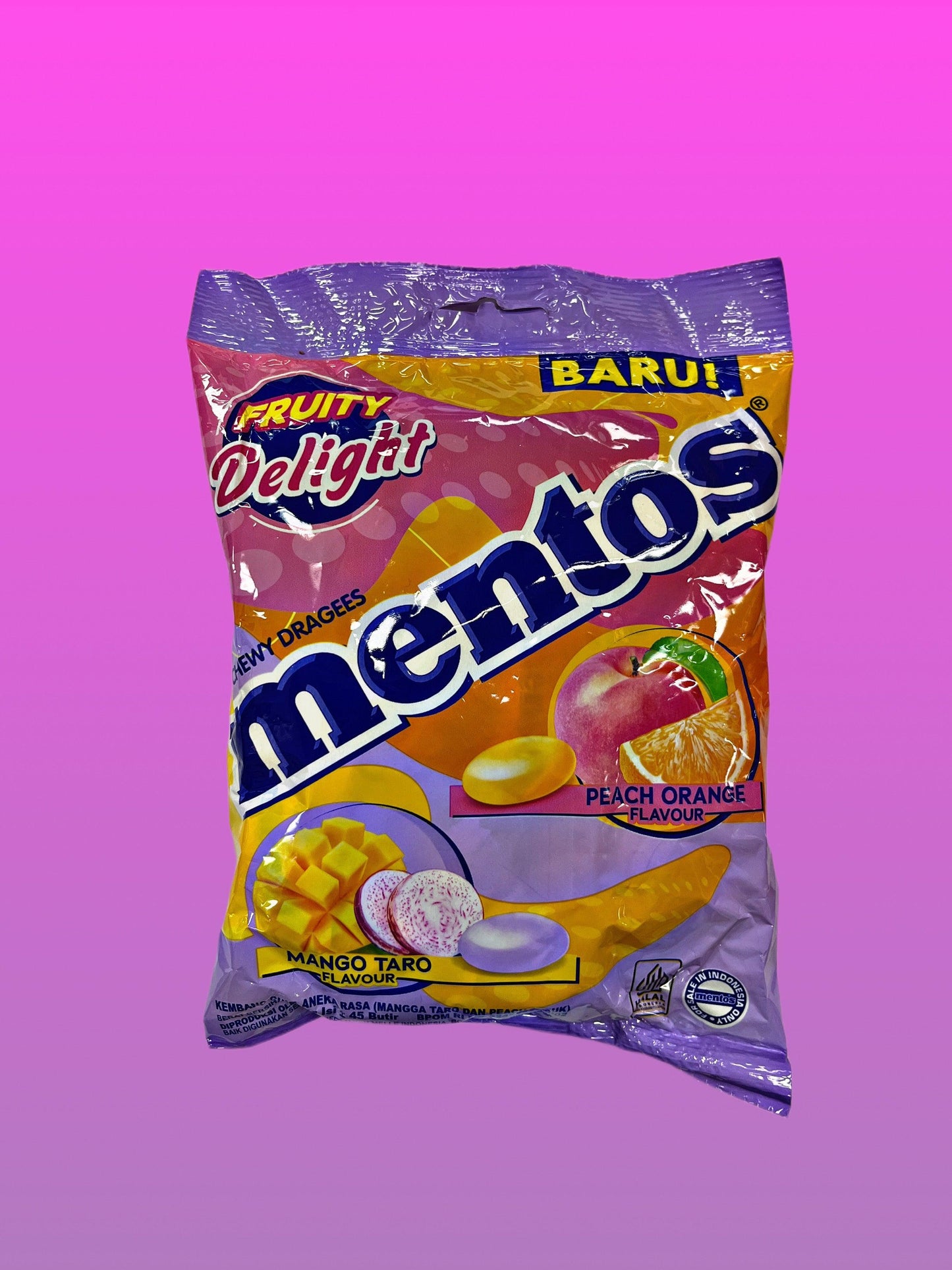 Mentos Mango Taro & Peach Orange Candy Bag 121.5G