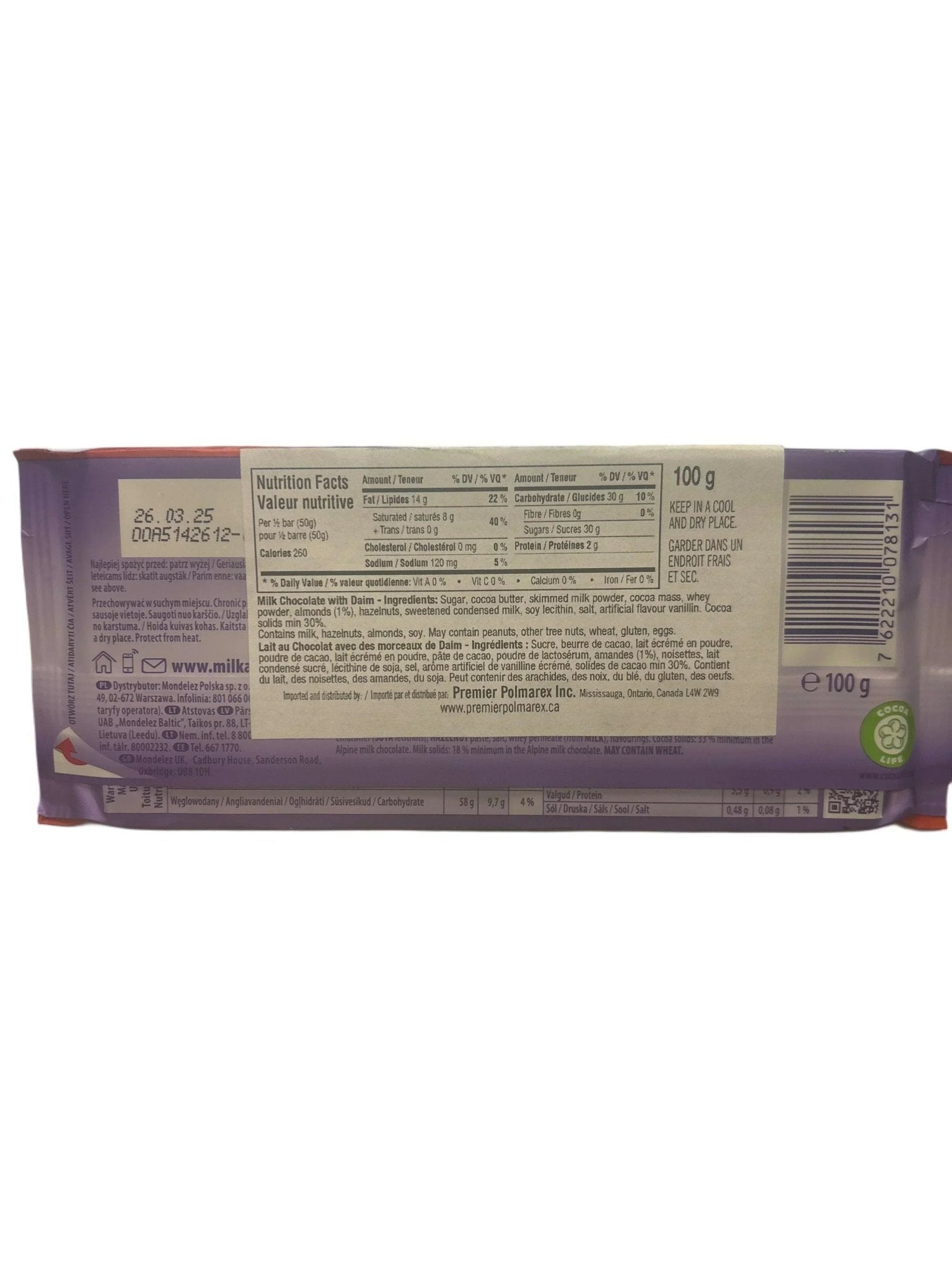 Milka Daim Chocolate Bar 100G - U.K Edition - Jack Righteous