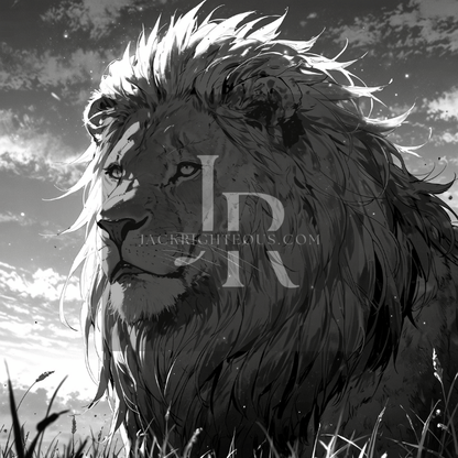 Monochromatic Majestic Lion Art Pack - 8 High - Res Digital Illustrations - Jack Righteous