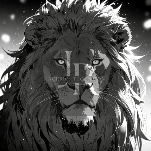 Monochromatic Majestic Lion Art Pack - 8 High - Res Digital Illustrations - Jack Righteous