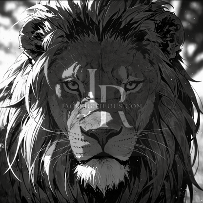 Monochromatic Majestic Lion Art Pack - 8 High - Res Digital Illustrations - Jack Righteous