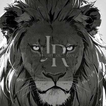 Monochromatic Majestic Lion Art Pack - 8 High - Res Digital Illustrations - Jack Righteous