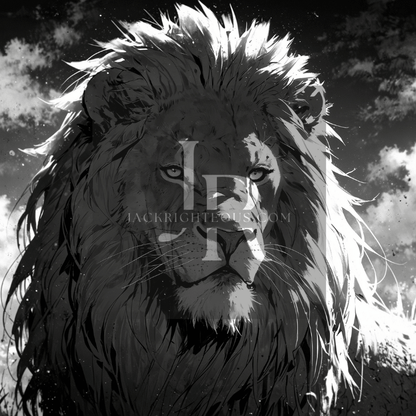 Monochromatic Majestic Lion Art Pack - 8 High - Res Digital Illustrations - Jack Righteous