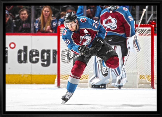 Nathan MacKinnon Colorado Avalanche Framed 20x29 Passing Canvas - Jack Righteous