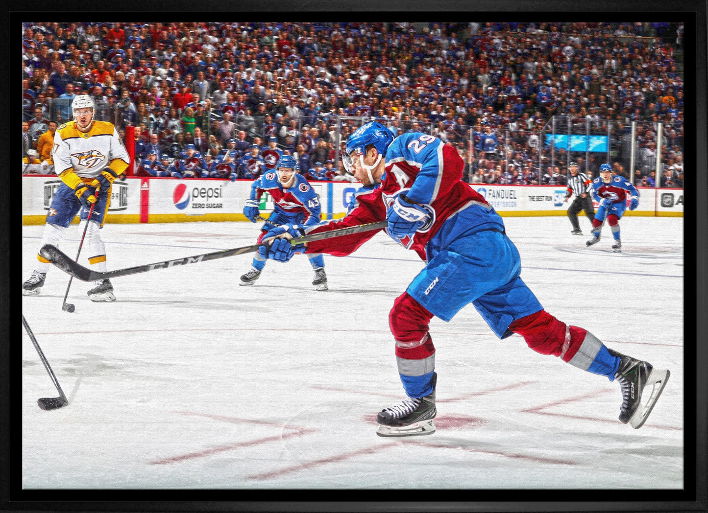 Nathan MacKinnon Colorado Avalanche Framed 20x29Shooting Canvas - Jack Righteous