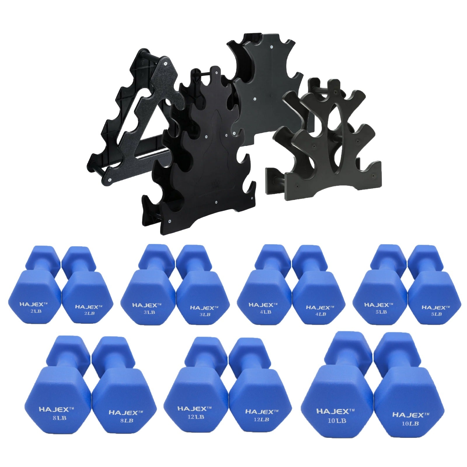 Neoprene Dumbbells Pairs & Sets With Rack - Jack Righteous