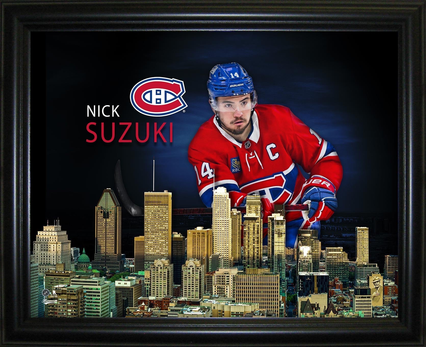 Nick Suzuki 16x20 Framed Skyline Print Montreal Canadiens - Jack Righteous