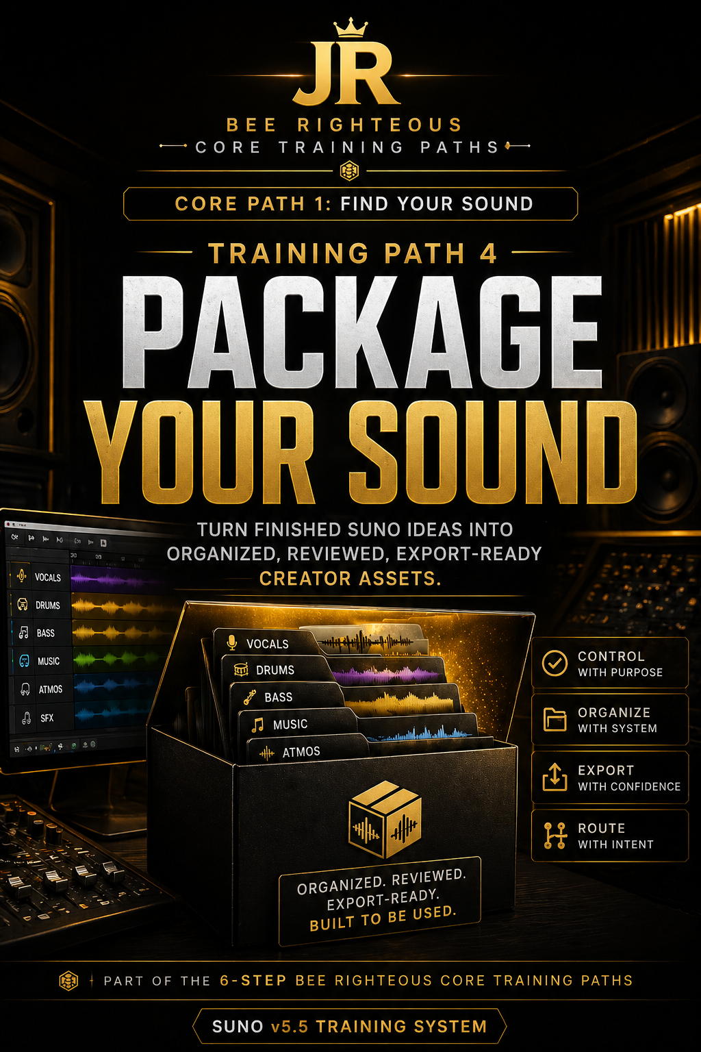 Package Your Sound training for organizing AI music production assets and preparing polished project deliverables