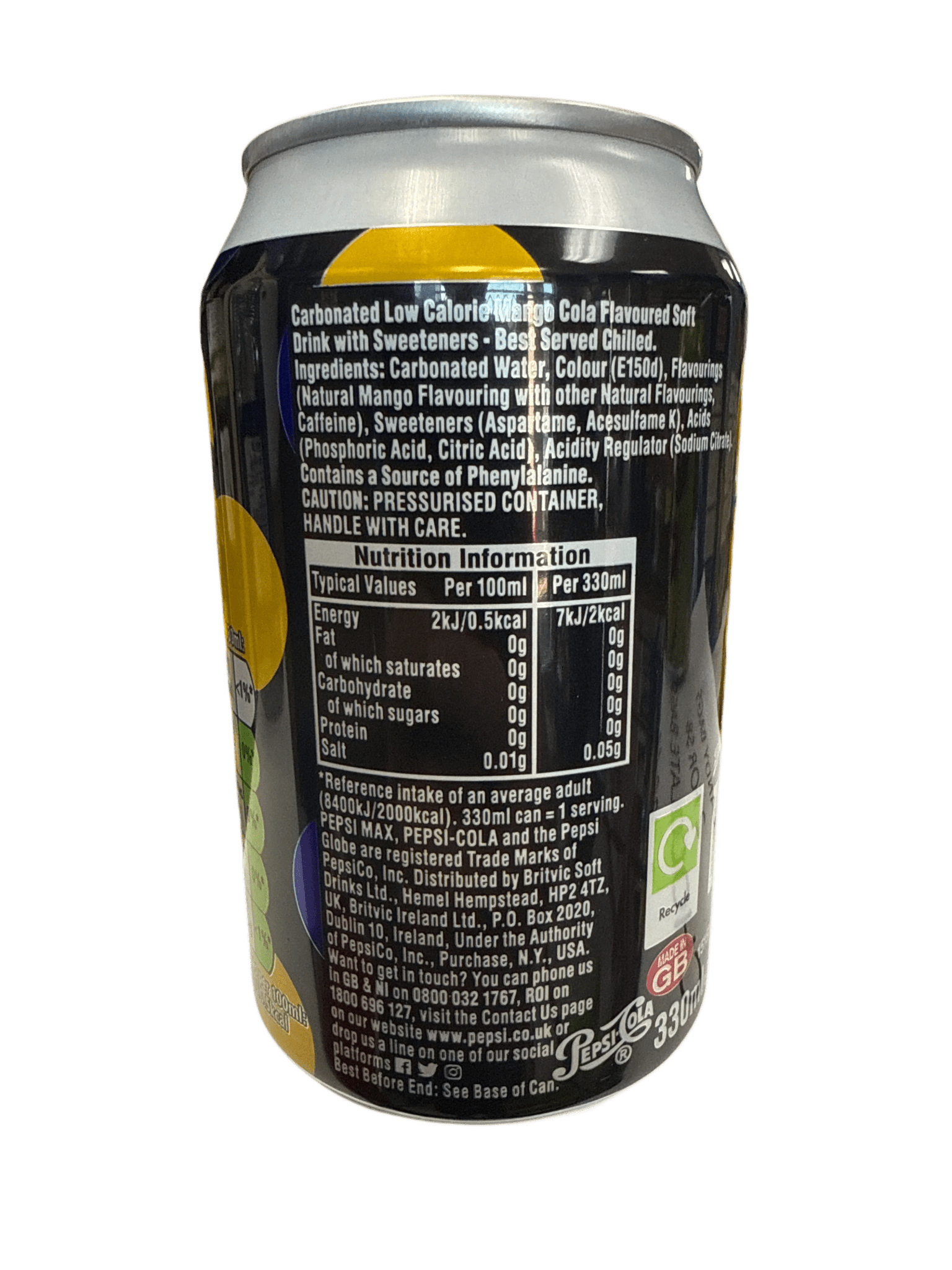 Pepsi Max Mango Can 355ML - U.K Edition - Jack Righteous