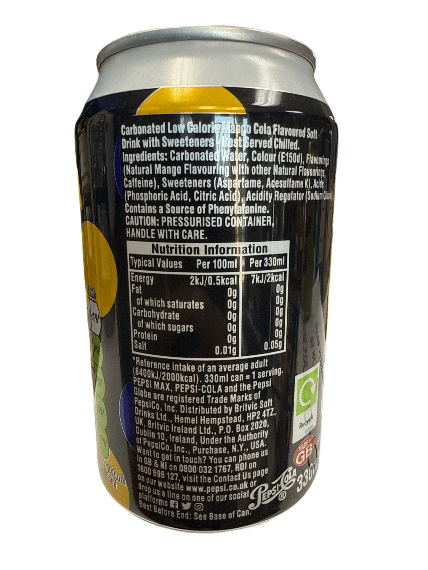Pepsi Max Mango Can 355ML - U.K Edition - Jack Righteous