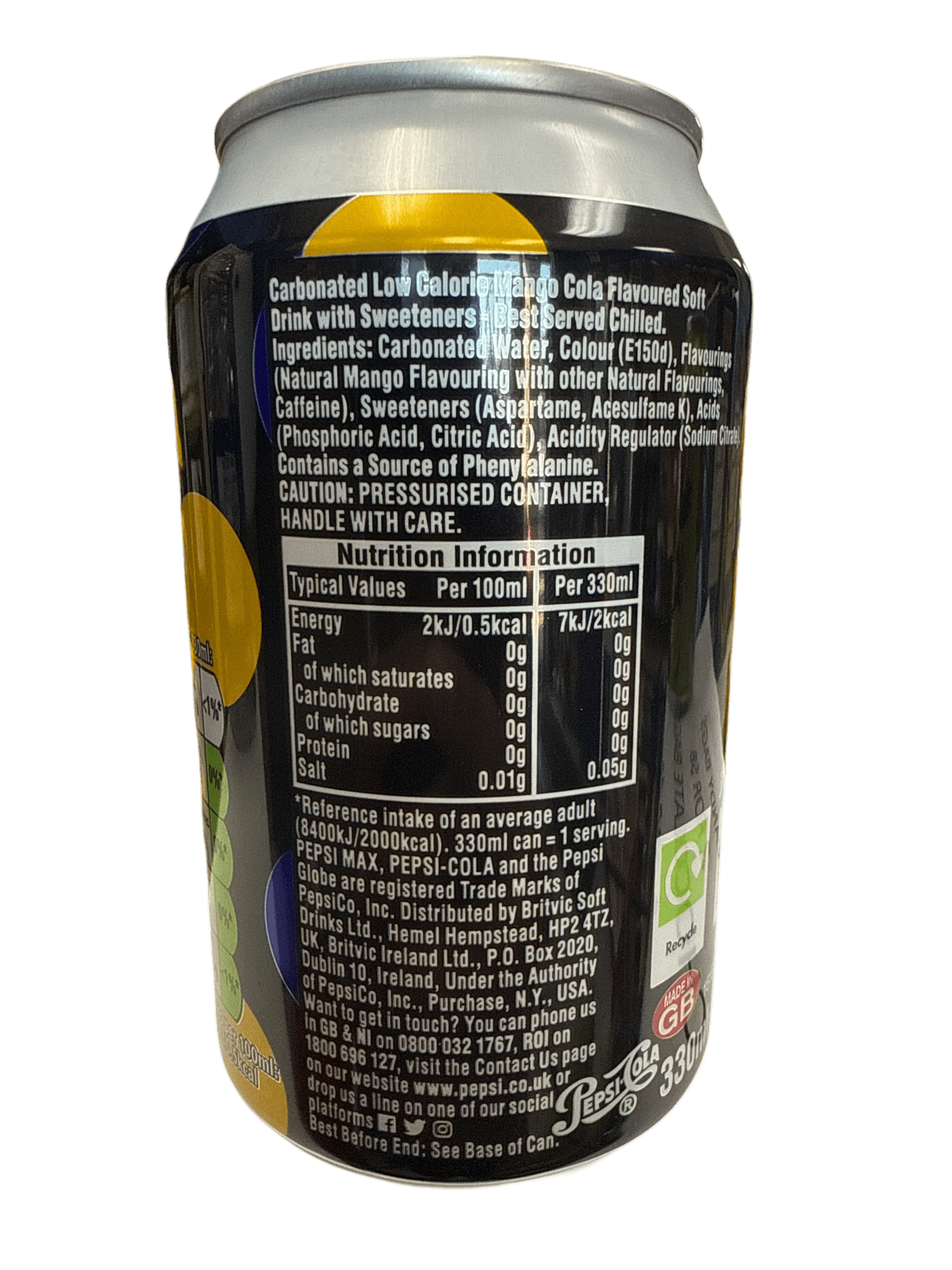 Pepsi Max Mango Can 355ML - U.K Edition - Jack Righteous