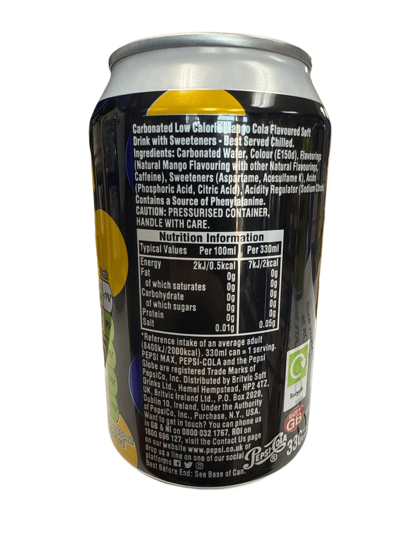 Pepsi Max Mango Can 355ML - U.K Edition - Jack Righteous