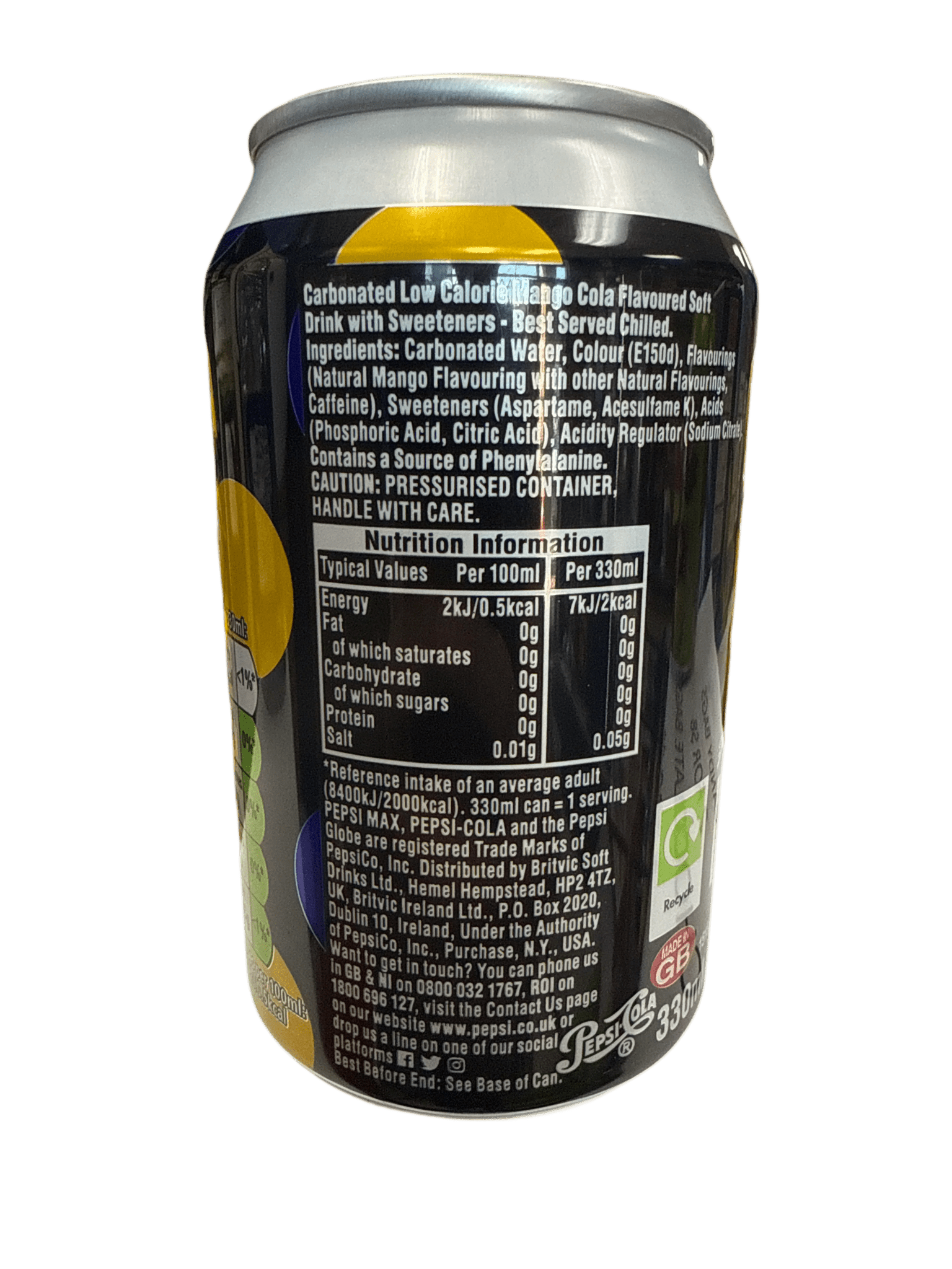 Pepsi Max Mango Can 355ML - U.K Edition - Jack Righteous